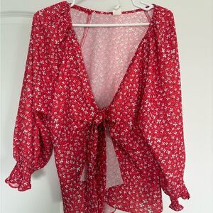 Vici Red Floral Blouse